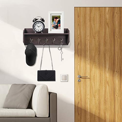 Lavievert Coat Hooks With Storage Shelf Wall-Mounted, Rustic Wood Hanging Coat Rack With 5 Vintage Metal Hooks For Entryway, Living Room, Kitchen, Bathroom #TOP6