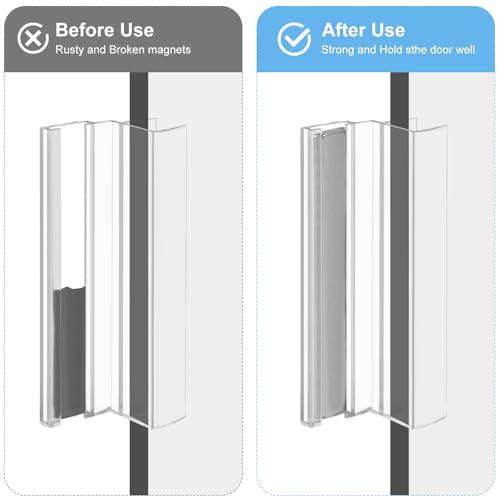 Image of 3 inch Aluminum Alloy Frameless Shower Door Handle with Metal Strike, Stainless Steel U-Channel with Magnet for Swing Glass Door Thickness 1 /8 inch,5 /32 inch,3 /16 inch, and 1 /4 inch, Shower Door （Golden ）