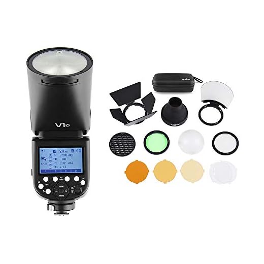 GODOX V1C Flash de cámara Speedlite Speedlight Cabeza Redonda inalámbrica 2.4G Fresnel Zoom AK-R1 Kit de Accesorios de luz de Bolsillo Compatible con Canon EOS Series para Boda