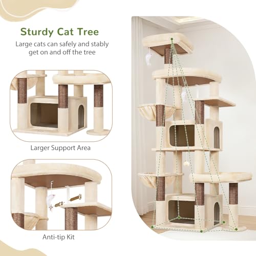 Arbre a chat XXL Globlazer beige 192 cm pour grands chats - 8