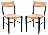 Safavieh Couture Home Collection Cody Black/Natural Rattan Living Room Dining Accent Chair (Fully Assembled) -Set of 2 SFV4104A-SET2