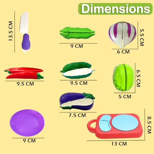 Image of FunBlast Vegetables Play Set Toys - 9 Pieces Realistic Sliceable Cutting Vegetable Pretend Play Kitchen Toys for Kids, Play Food Toys, Vegetable Toys with Chopping Board & Knife (Multicolor)