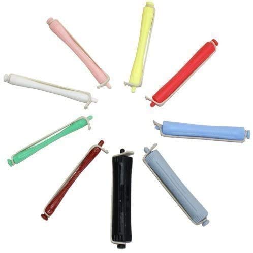 iBeauty 12 PERMING RODS CURLING HAIRDRESSING USE 4MM-16MM 9 DIFFERENT COLOURS WITH RUBBER BANDS WITH FREE POLLIE POP UP TISSUES PERM END PAPERS (BRICK RED 4MM)