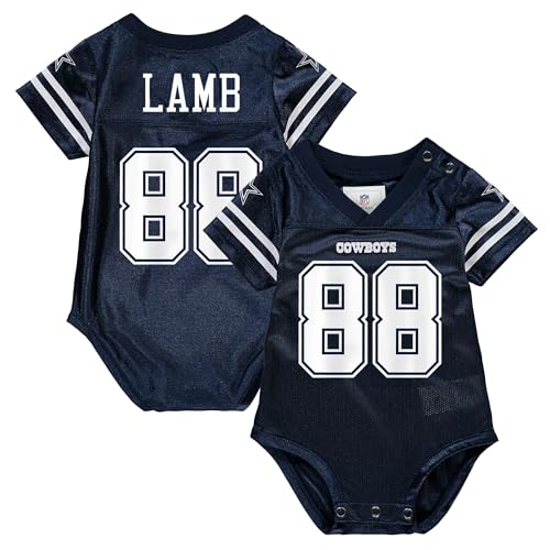 Outerstuff CeeDee Lamb Dallas Cowboys #88 Navy Newborn Infants Team Color Home Creeper Bodysuit Player Jersey (6-9 Months)