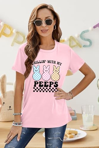 Image of LAZYCHILD Women Easter Teacher Shirts: Funny Treat All with Kindness T-Shirt Bunny Rabbit Tee Tops