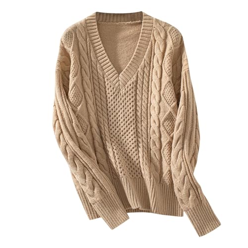 Womens Fall Fashion 2025 Long Sleeve V Neck Knitted Loose Pullover Tops Lightweight Fashion Tunic Sweaters Clothes