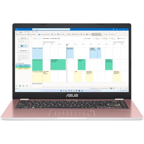 ASUS Vivobook 14 E410KA | 14" Full HD Laptop with Microsoft Office 365 | Intel Celeron N4500 | 4GB RAM | 128GB eMMC | Windows 11 S Mode | Pink