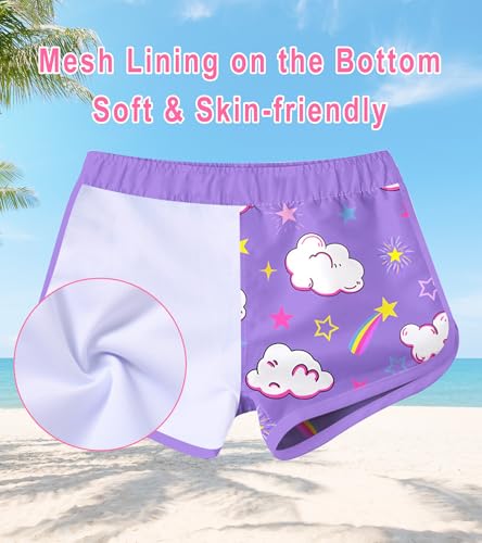 Image of Vogseek 4-10T Girls Rashguard 2 Pieces Long Sleeve Swimsuit Swimwear with Shorts