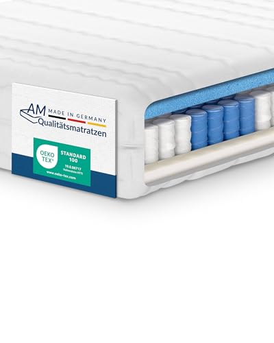 AM Qualitätsmatratzen 7-Zonen Taschenfederkernmatratze 140x200cm H3 - Made in Germany -...