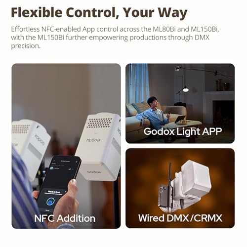 Godox ML150BI Kit Iluminación Bicolor 2800K-6500K con Control App DMX NFC 4
