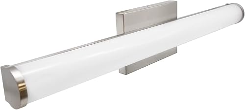 Luz LED de espejo de tocador de 24 pulgadas, lámpara de pared de baño blanca cálida de 3000 K, 25 W 1750 LM, regulable, elegante acabado de níquel