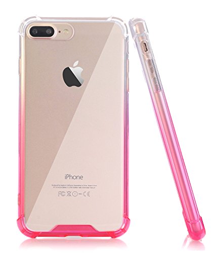 BAISRKE Clear Case for iPhone 7 Plus, Slim Shock Absorption Protective Case Soft TPU Bumper & Hard Plastic Back Cover Phone Cases for iPhone 7 Plus / 8 Plus 5.5 inch - Pink