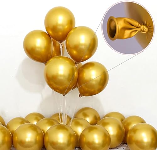 Image of Golden Balloons, 50pcs Gold Chrome Metallic Balloons for Birthday, Anniversary, Engagement, Wedding, Baby Shower, Welcome Party Decorations (50 Pcs, Gold Ch)