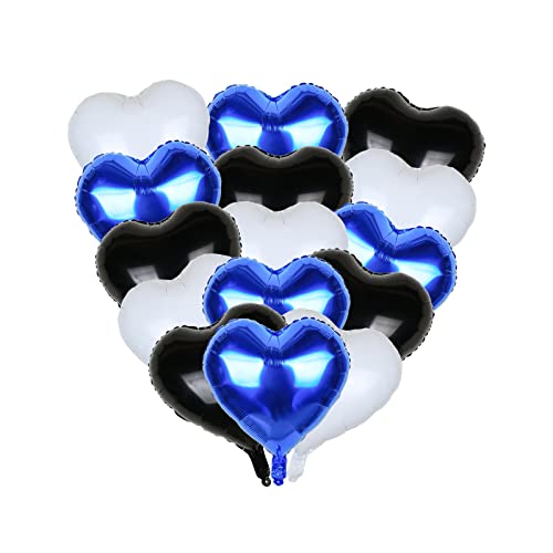 Guzon 18 Inch Black Royal Blue And White Heart Balloons Foil Heart Balloons Heart Shaped Helium Aluminum Mylar Balloons For Birthday Wedding Baby Shower Party Balloons Decoration(18Pcs) #TOP10