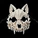 Produktbild JYMSB Tier Skelett Maske Halloween, Harz Hund Schädel Knochen Zähne Scary Horror Devil Wolf Werwolf Maske Halbmaske F