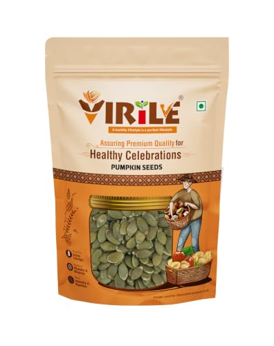 Image of VIRILE Premium Pumpkin Seeds 400g (Pack of 2) - AAA Grade Seeds for Eating | Protein Rich Seeds | Healthy Diet Snacks | Rich in Protein