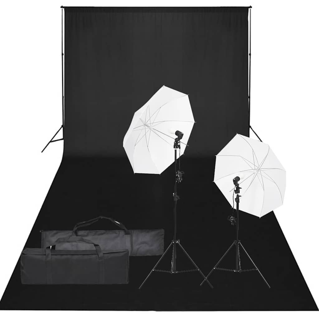 Kit de estudio fotográfico con iluminación de 5500 K, sistema de fondo con fondo de algodón de 600 x 300 cm, 2 trípodes, 2 pantallas de softbox para fotografía profesional