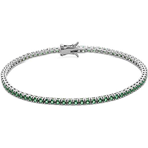 Bracciale da uomo di Comete della collezione tennis. Bracciale in argento 925% con zirconi verdi. Misura del gioiello: 20 cm. Dimensione pietre: 2mm. La referenza è ubr 996 m20