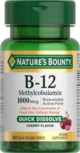 Nature's Bounty Vitamin B-12 Quick Dissolve Tablets, 1000mcg, Aid...