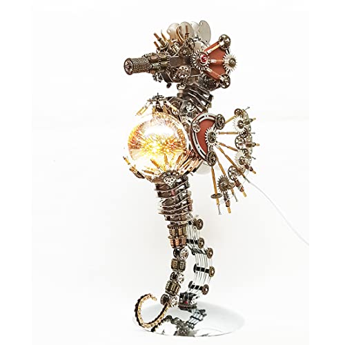 Metalowe puzzle 3D, model konika morskiego lampą fajerwerków, zestaw samodzielnego montażu, zestaw budowy mechanicznej, steampunkowy metalowy model zwierzęcia, układanka, ozdoba biurko