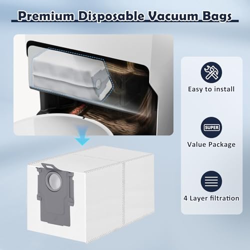 Image of 12 Pack Dust Bag for Roborock Qrevo QV 35A /S5V /Saros 10R /20 /Qrevo Edge /S5A /Qrevo CurvX /S /Pro /Plus /Curv /2 Flow /S5X /S8 MaxV /QX Revo Vacuum Cleaner, 3.5 L Large Capacity Disposable Bags Replacement
