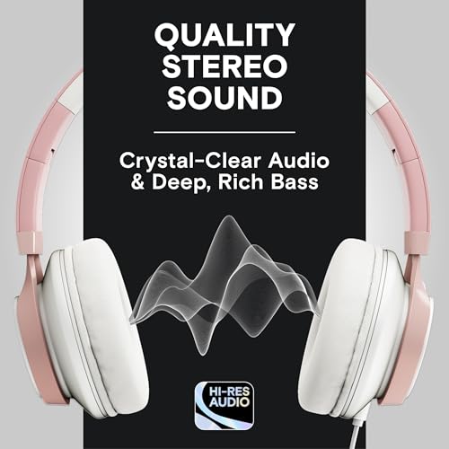 Image of ARTIX CL750 Headphones Wire with Mic & Volume Control, Noise Isolating On-Ear Headphones for Computer and Laptop Wired, Plug in Corded Headphone Over Ear with Wire (Foldable, Aux Jack 3.5mm)