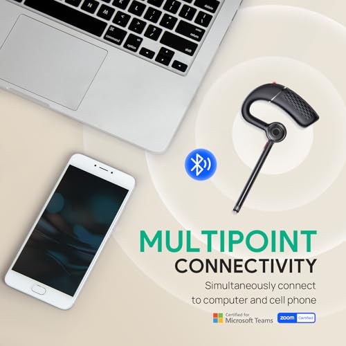 Yealink BH71 Lite Bluetooth Headset,Wireless Earpiece with 4 Noise Cancelling Microphone,10H Talk Time, Adjustable Ear Hook,Bluetooth Earphones for Cell Phone,Driving,Office Work by Yealink - Image 7