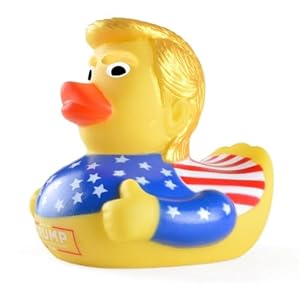 4″ Mr President Donald Trump Rubber Duck 2024 Electoion with USA Flag MAGA Squeak Bath Toys Stars and Stripes American Patriotic Rubber Duckies Decoration Baby Adults, Yellow