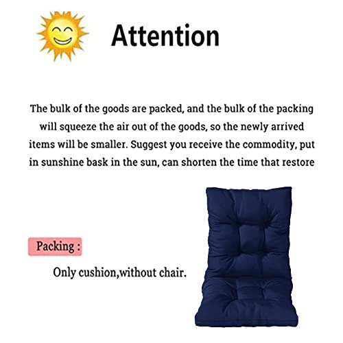 Seahome Waterproof Outdoor Seat Back Chair Cushion, Spring/Summer Seasonal All Weather Replacement Cushions, Tufted Pillow Rocking Chair Cushion Indoor,High Back Cushion With Ties (Navy Blue) #TOP4