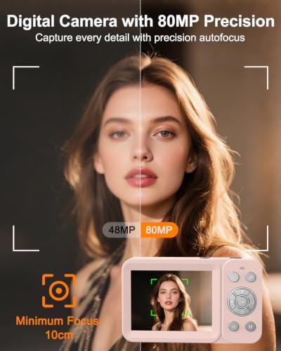 Image of Digital Camera, 5K 80MP Dual Screen, Auto Focus for Beginners Teens