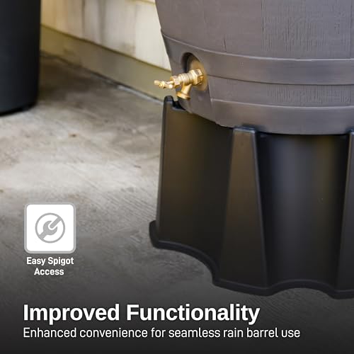 Image of RTS Home Accents 50-Gallon Rain Barrel Stand, Made from 100% Recycled Material, Black