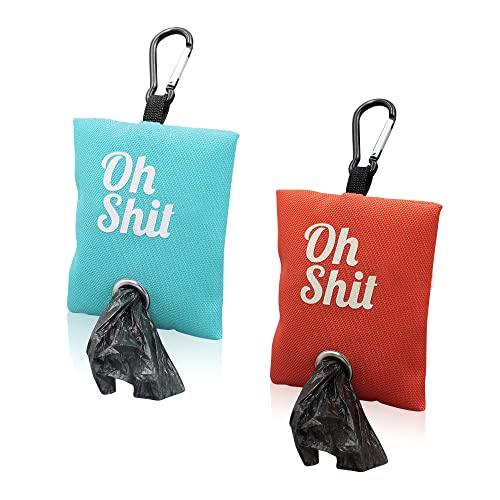 2 Colores Dispensador de Bolsas de Basura para Mascotas, Soporte Portátil para Bolsa de Caca para Perros, Contenedor de Bolsas de Basura para Perros con Clip de Metal (Naranja, Azul Claro) Cover