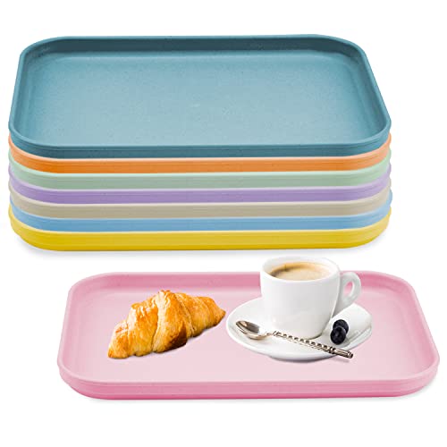 Plastic Art Trays 8 Pack Stackable Activity Tray Crafts Organizer Tray Serving Tray Jewelry Tray for DIY Projects Painting Beads Organizing Supply 8 Color (12.2 x 8.9 Inches)