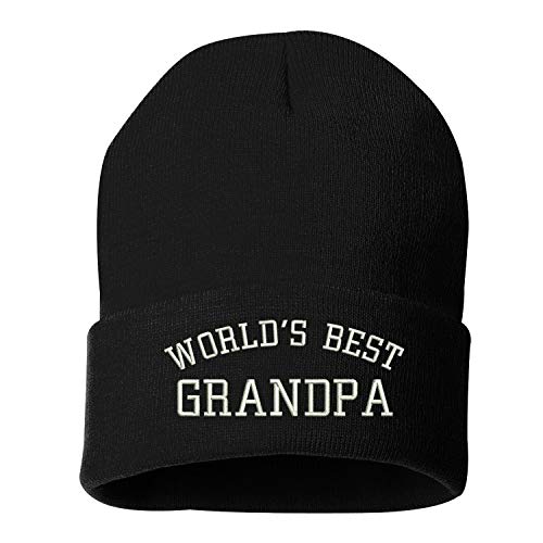 DSY Lifestyle World's Best Grandpa Beanie HAT - Skullie Cap, Granpda Hat, Grandfather Gift (Black)