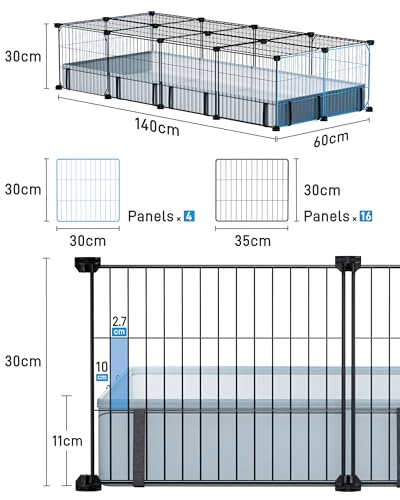 BUCATSTATE 20 Panels Guinea Pig Cages, Rabbit Cage Indoor with Waterproof Mat, 56 L x 24 W x 12 H Small Animal Cage with Door for Guinea Pigs, Bunny, Hedgehogs, Chinchillas