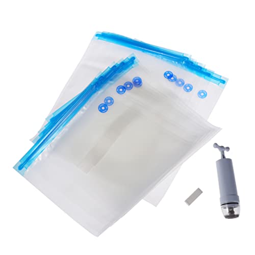 SOLUSTRE Space Saver Vacuum Compression Bags Set Food Fresh Keeping Bags with Pump for Camping Fishing and Picnics Airtight Storage