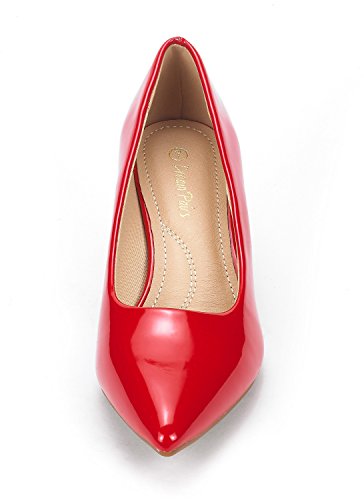 DREAM PAIRS Women's Pumps Kitten Pump Heel Shoes,Red/Pat,5.5 - image 5