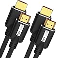 KOMGILK 8K HDMI Cable 10FT 2Pack, High Speed 48Gbps HD Shielded Cord, Supports 8K@60Hz, 4K@120Hz in-Wall CL3 Rated HDMI 2.1 Cord, Compatible with Roku TV/Laptop/PC/HDTV and More