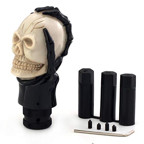 Thruifo Skull Manual Car Knob Shifter, Auto Gear Shift Handle Magic Skeleton Stick Style Fit Most Mt Transmissions, Beige & Black #TOP5
