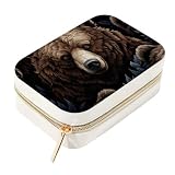 RODAILYCAY Joyero de viaje de terciopelo de oso, almacenamiento portátil de joyas con compartimentos extraíbles para collares, anillos, aretes, collares y pulseras