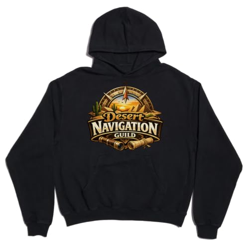 Desert Exploration and Navigation Emblem Unisex Oversized Heavyweight Cotton Blend Hoodie Black Small