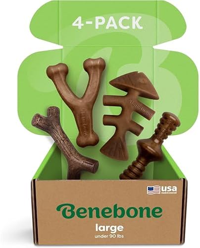 Benebone Large 4-Pack Dog Toys for Aggressive Chewers – Durable D...