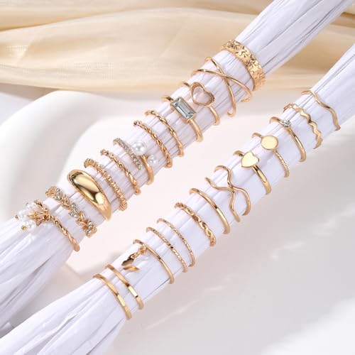 image for IFKM 24PCS Gold Knuckle Rings Set For Women Vintage Stackable Joint Fi