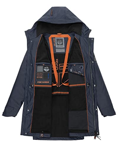 STONE HARBOUR warmer Regenponcho gefütterter Regenmantel wasserdicht mit innenliegendem Tragegurt und geschweißten Nähten Verdaan Navy Gr. XXL
