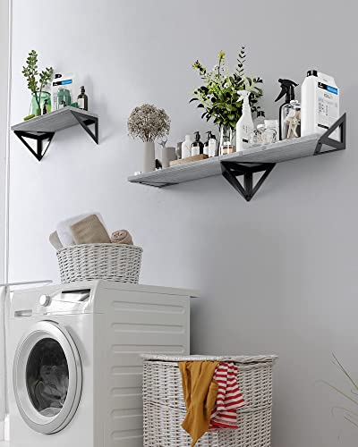 Original Patented Design-BAYKA Wall Shelves for Bedroom Decor, Rustic Wood Floating Shelves for Living Room Wall Mounted, Hanging Shelving for Bathroom, Laundry Room, Small Shelf for Plants, Books