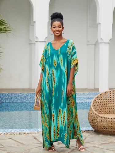 Image of Kaftan Dresses for Women Plus Size Bathing Suit Cover up Caftan Maxi Beach Dresses
