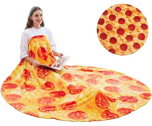 LapEasy Pizza Blanket, Realistic Funny Food Blankets, Novelty Nap Lightweight Blanket, Comfortable Soft and Cozy Burrito Tortilla Throws Flannel Blanket for Kids and Adult-71 inches.