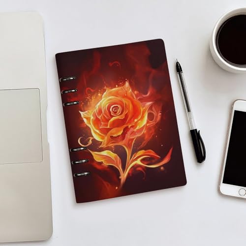 Carnet de notes A5 luxe anneaux acier inoxydable Flame Rose