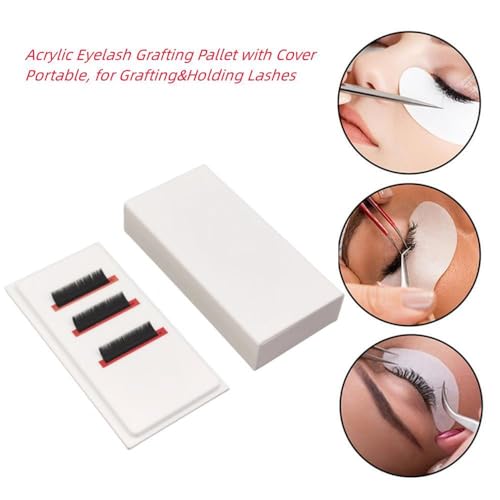 Palete de enxerto de cílios com capa, suporte de azulejo de cílios acrílico à prova de poeira, almof
