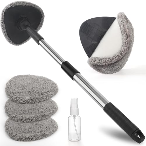 JTENG Pulitore per Parabrezza Auto 62 cm, Pulizia vetri Auto, Spazzola Cleaner Estensibile con 3 Cuscinetti in Microfibra, detergente per Parabrezza con Manico Estraibile